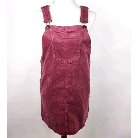 Forever 21 Dusty Rose Pink Overall Mini Dress Romper Stretch Velvet Womens M - Picture 1 of 4